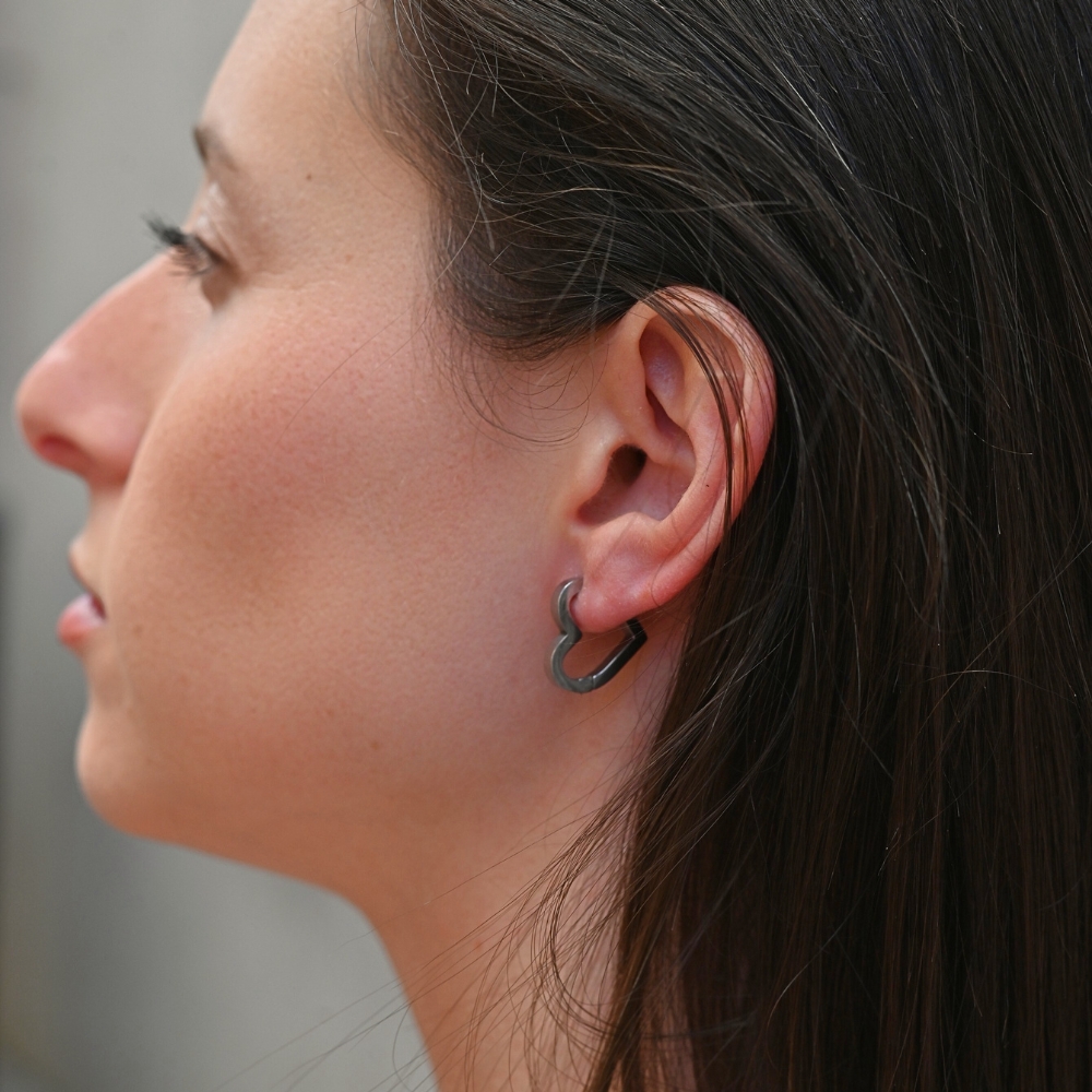 עגילי חישוק ברק לב בציפוי כסף