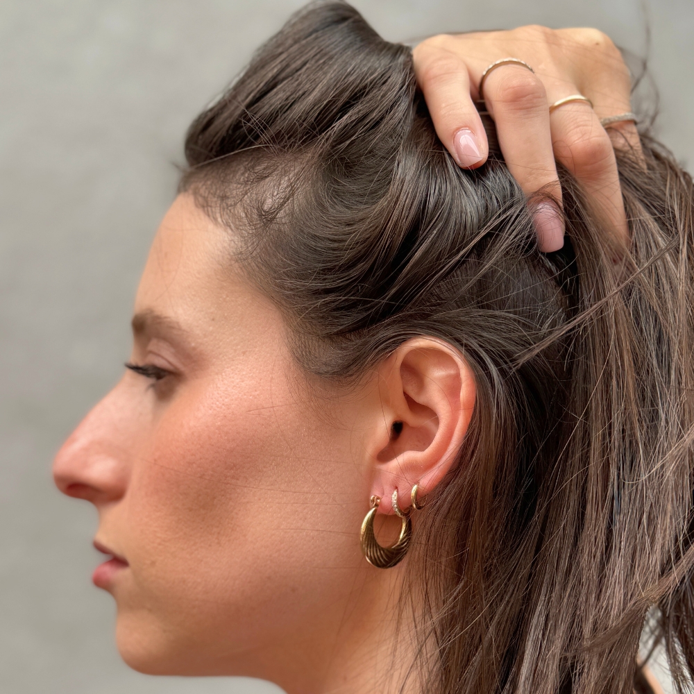 עגילי חישוק פלאט זהב