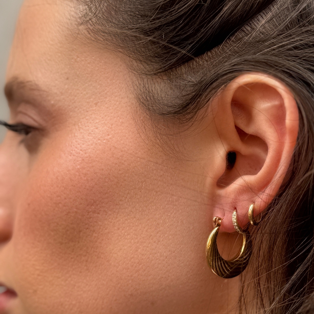 עגילי חישוק פלאט זהב