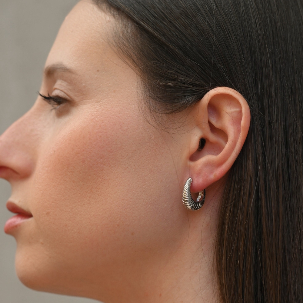 עגילי חישוק צדף מיני כסף