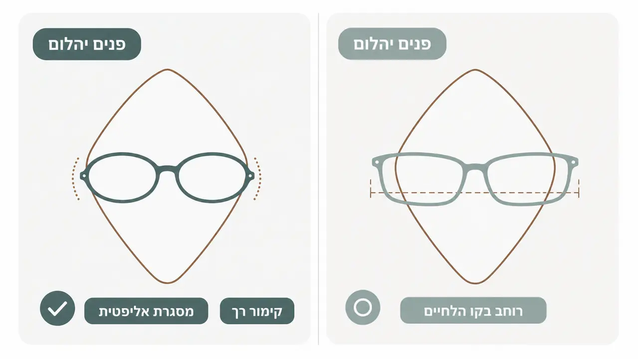 איזה משקפי שמש מתאימים לפנים בצורת יהלום?